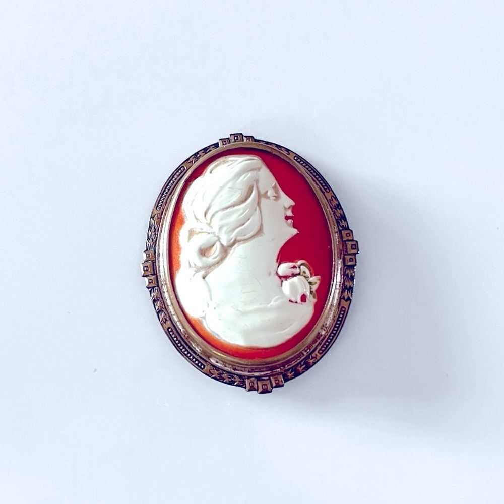 Vintage Celluloid Cameo Brooch
